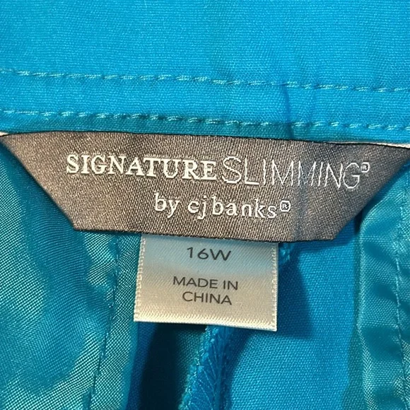 Cj Banks Pants Signature Slimming Vibrant Teal Trousers Size 16w - Picture 9 of 11